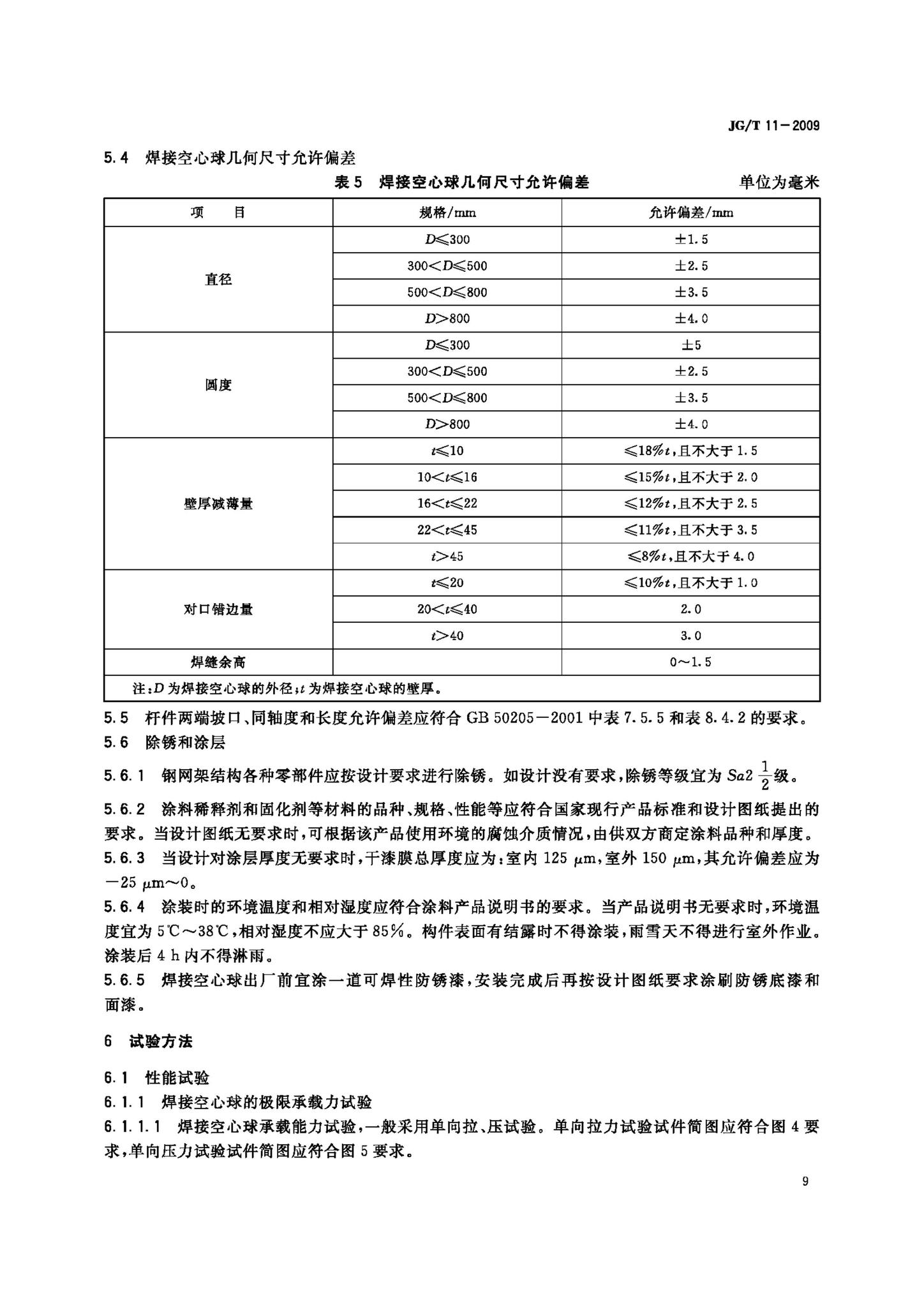 JG/T11-2009--钢网架焊接空心球节点