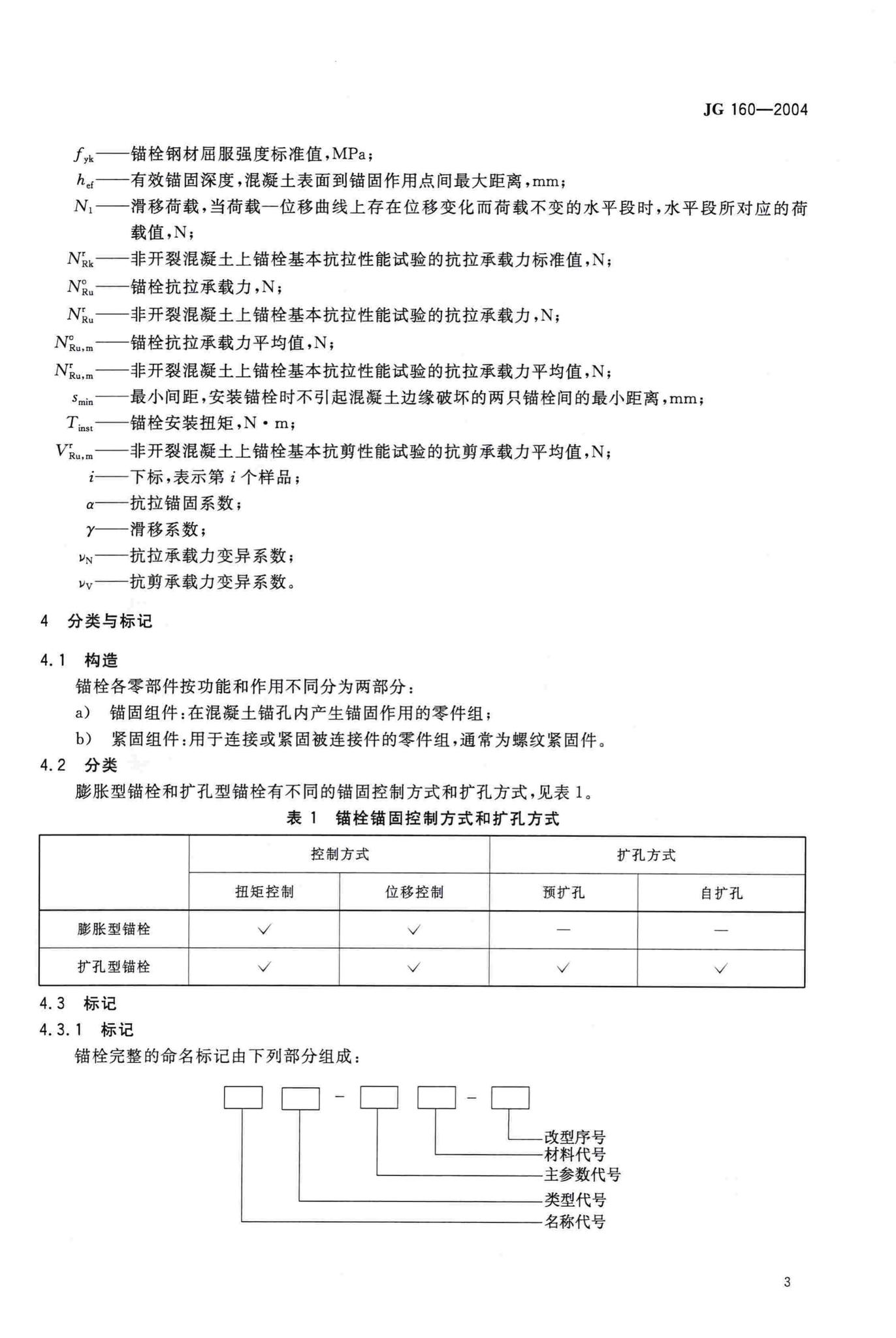 JG/T160-2004--混凝土用膨胀型、扩孔型建筑锚栓