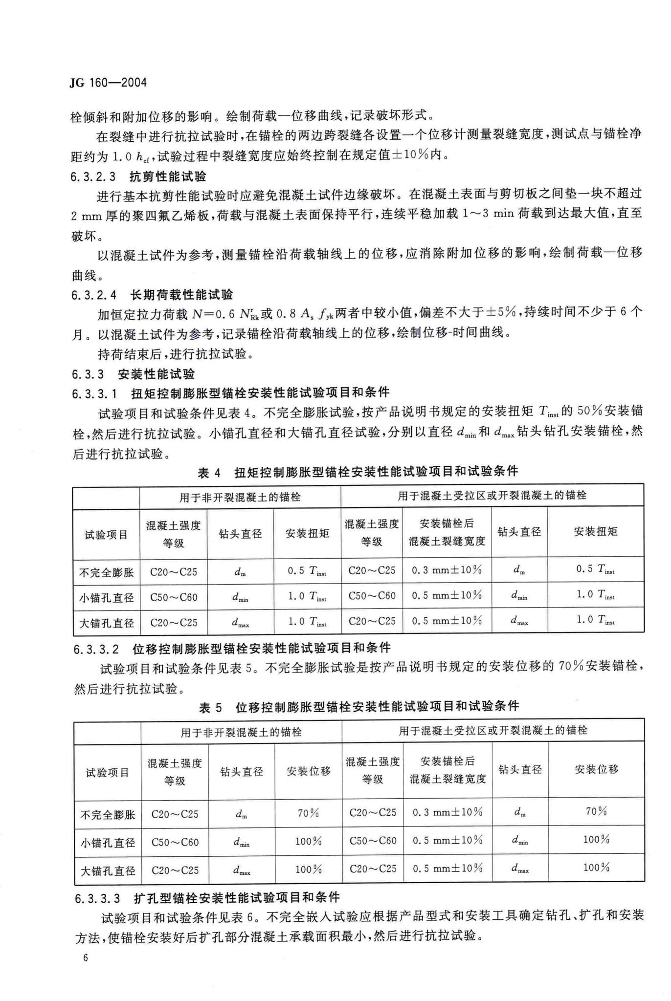 JG/T160-2004--混凝土用膨胀型、扩孔型建筑锚栓