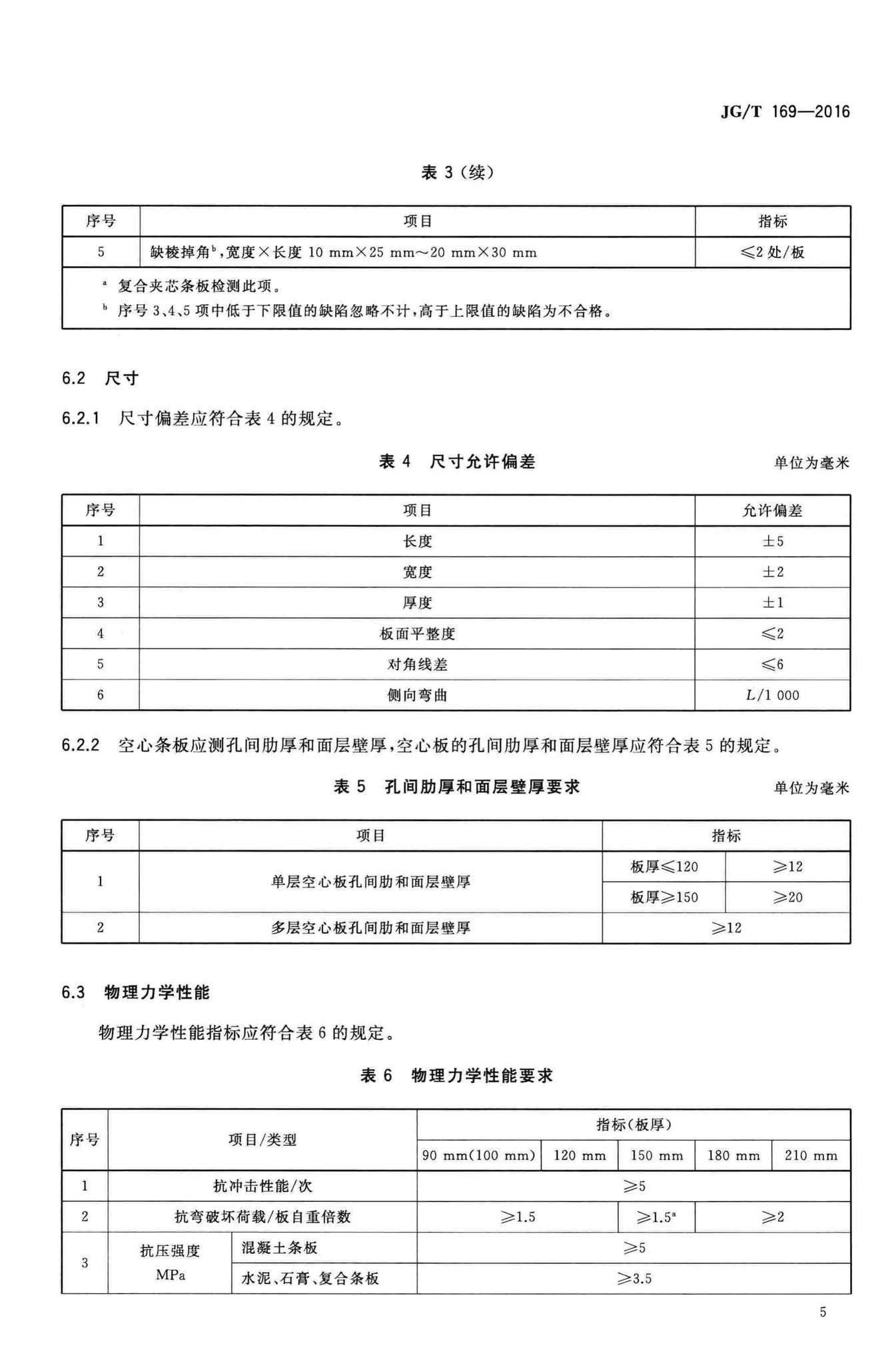 JG/T169-2016--建筑隔墙用轻质条板通用技术要求