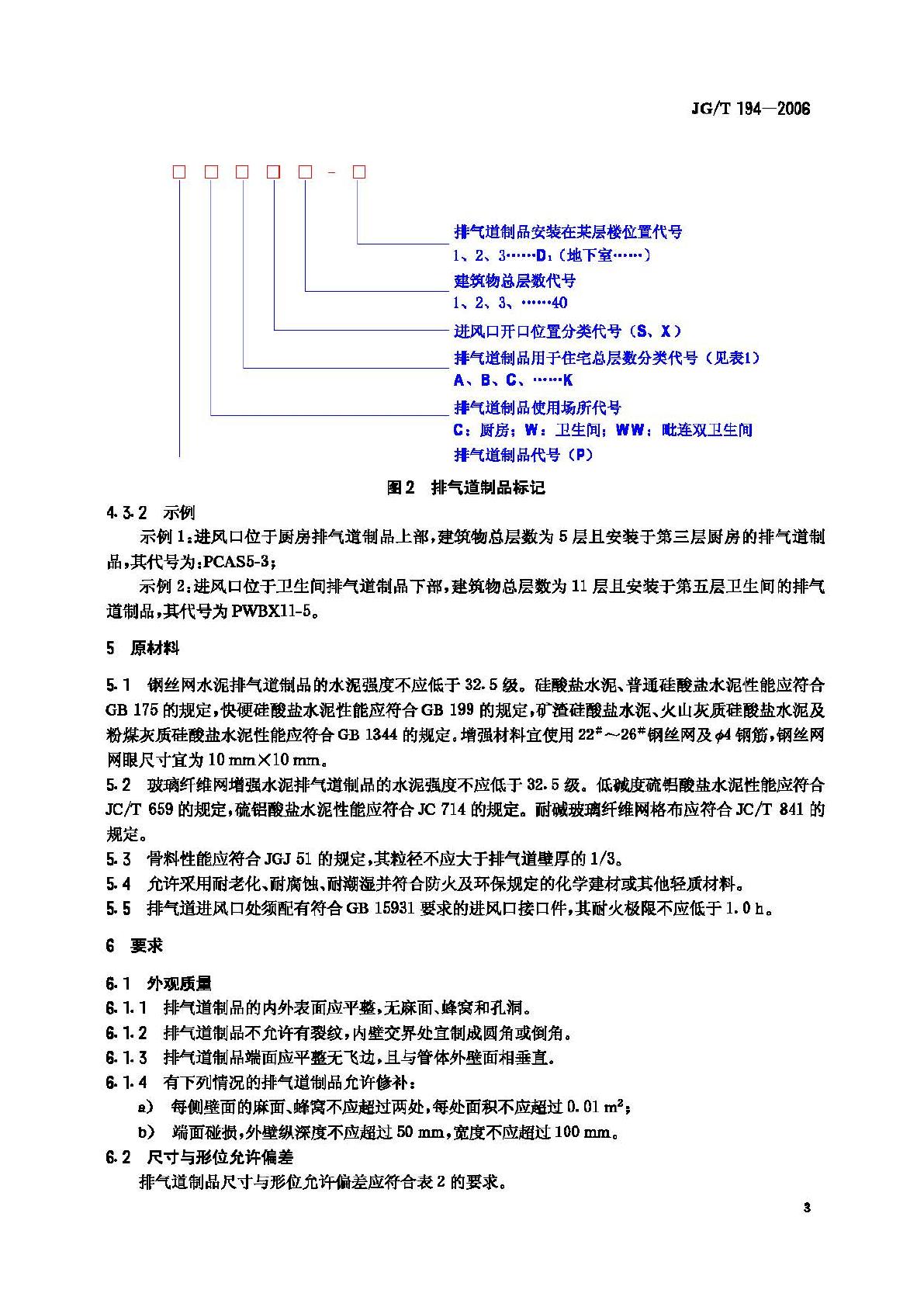 JG/T194-2006--住宅厨房、卫生间排气道