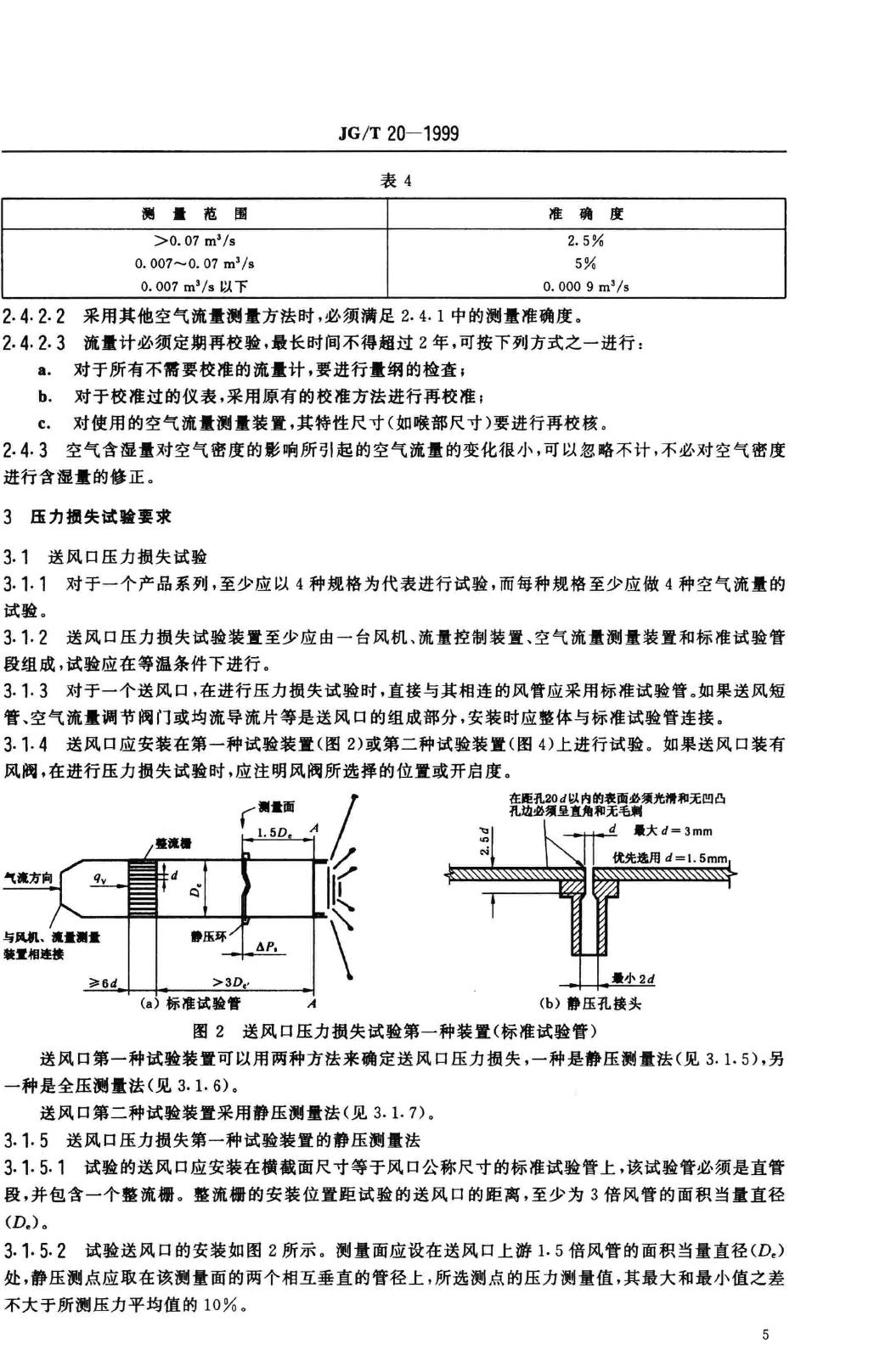 JG/T20-1999--空气分布器性能试验方法