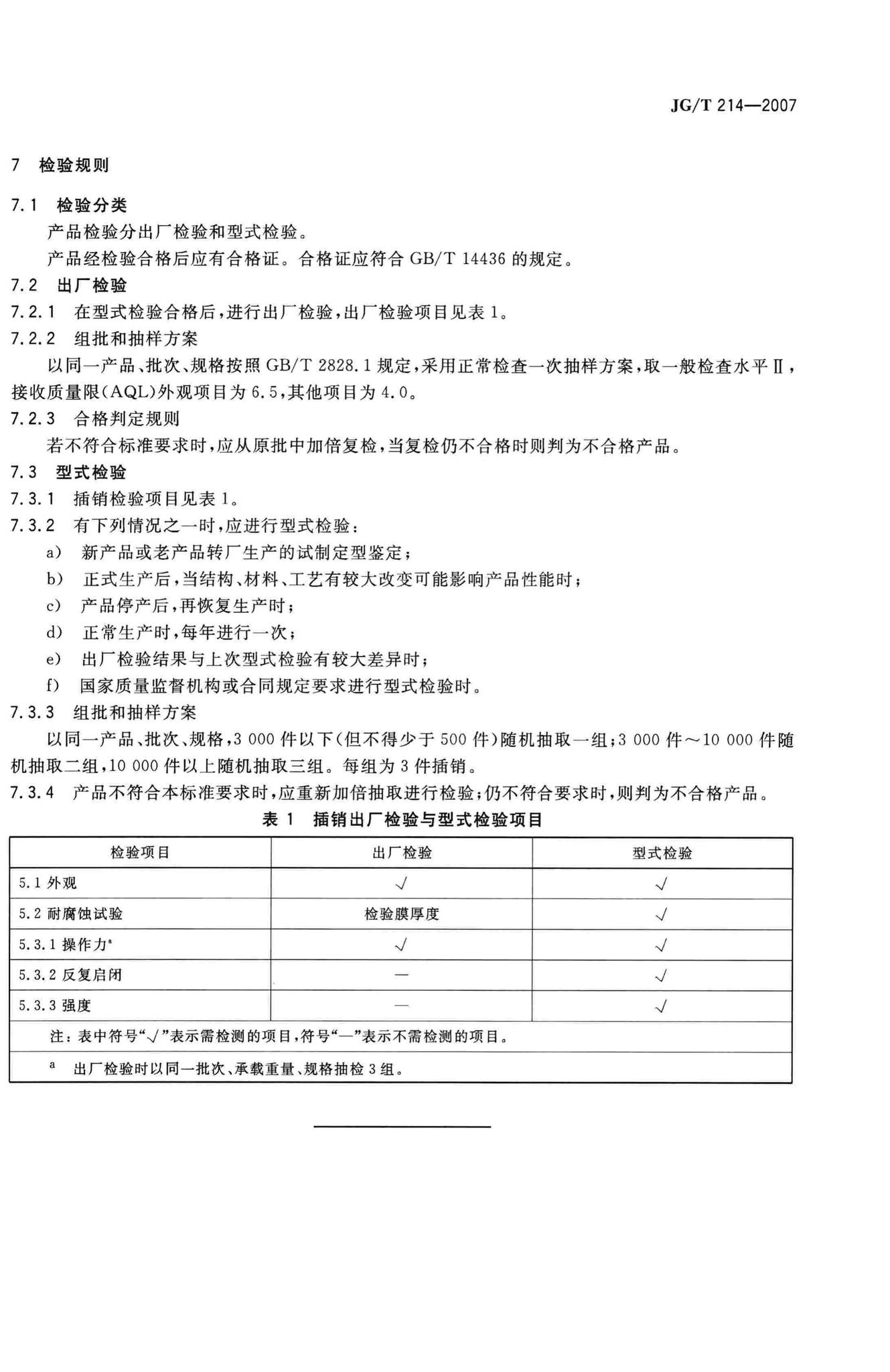 JG/T214-2007--建筑门窗五金件插销