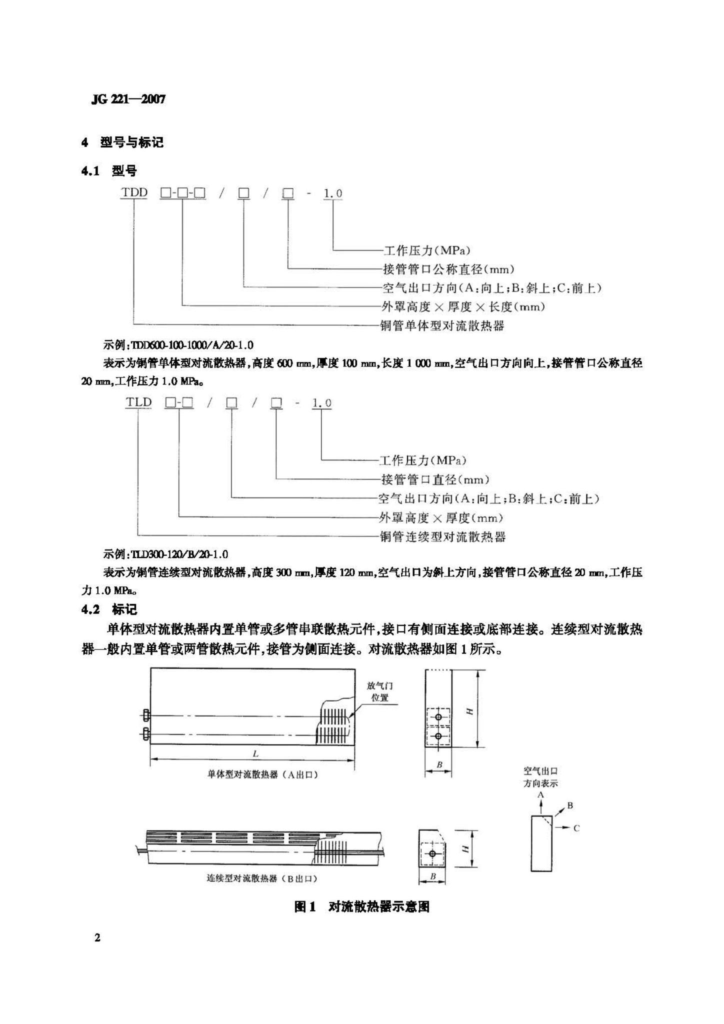 JG/T221-2007--铜管对流散热器