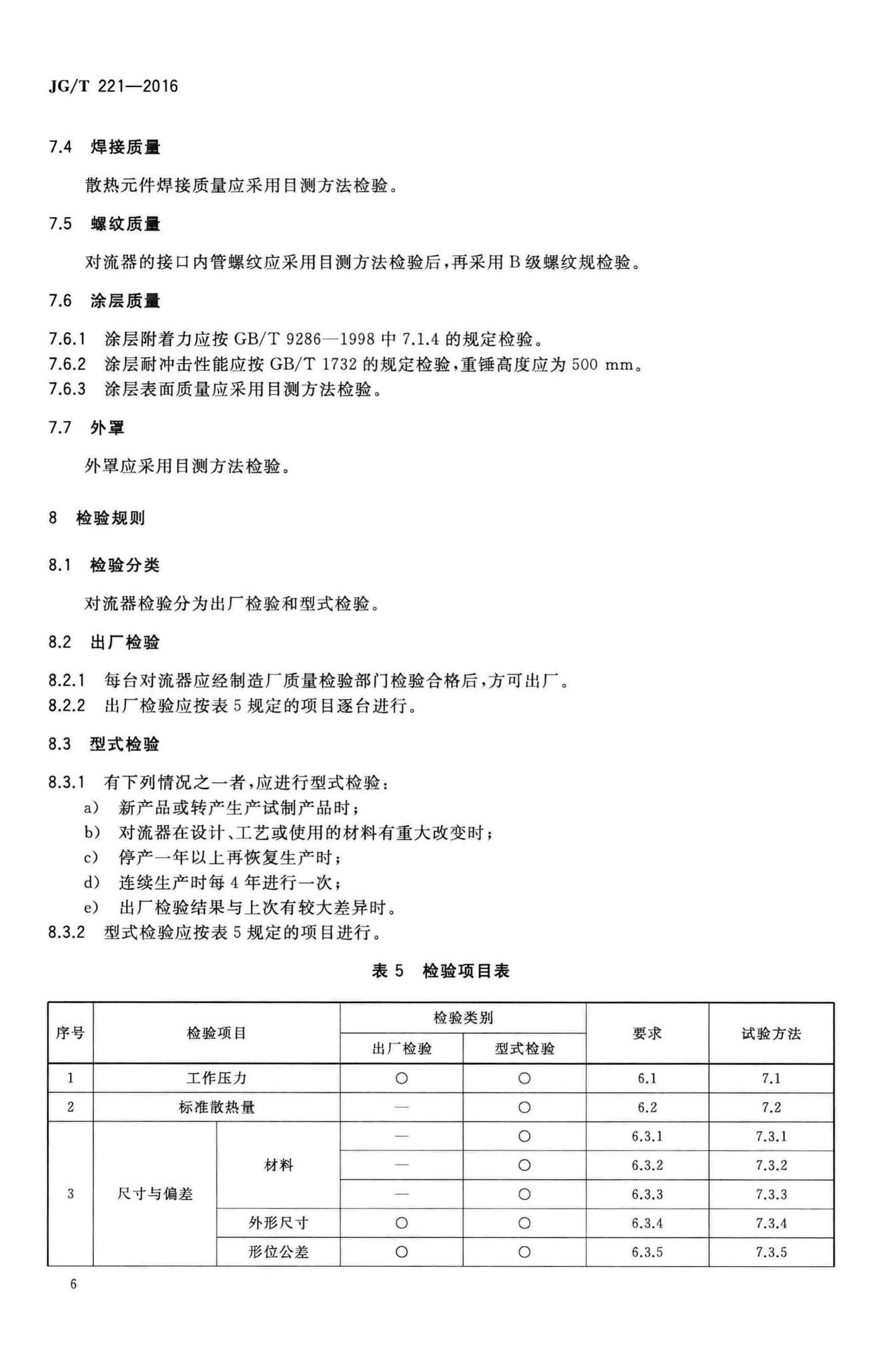 JG/T221-2016--铜管对流散热器