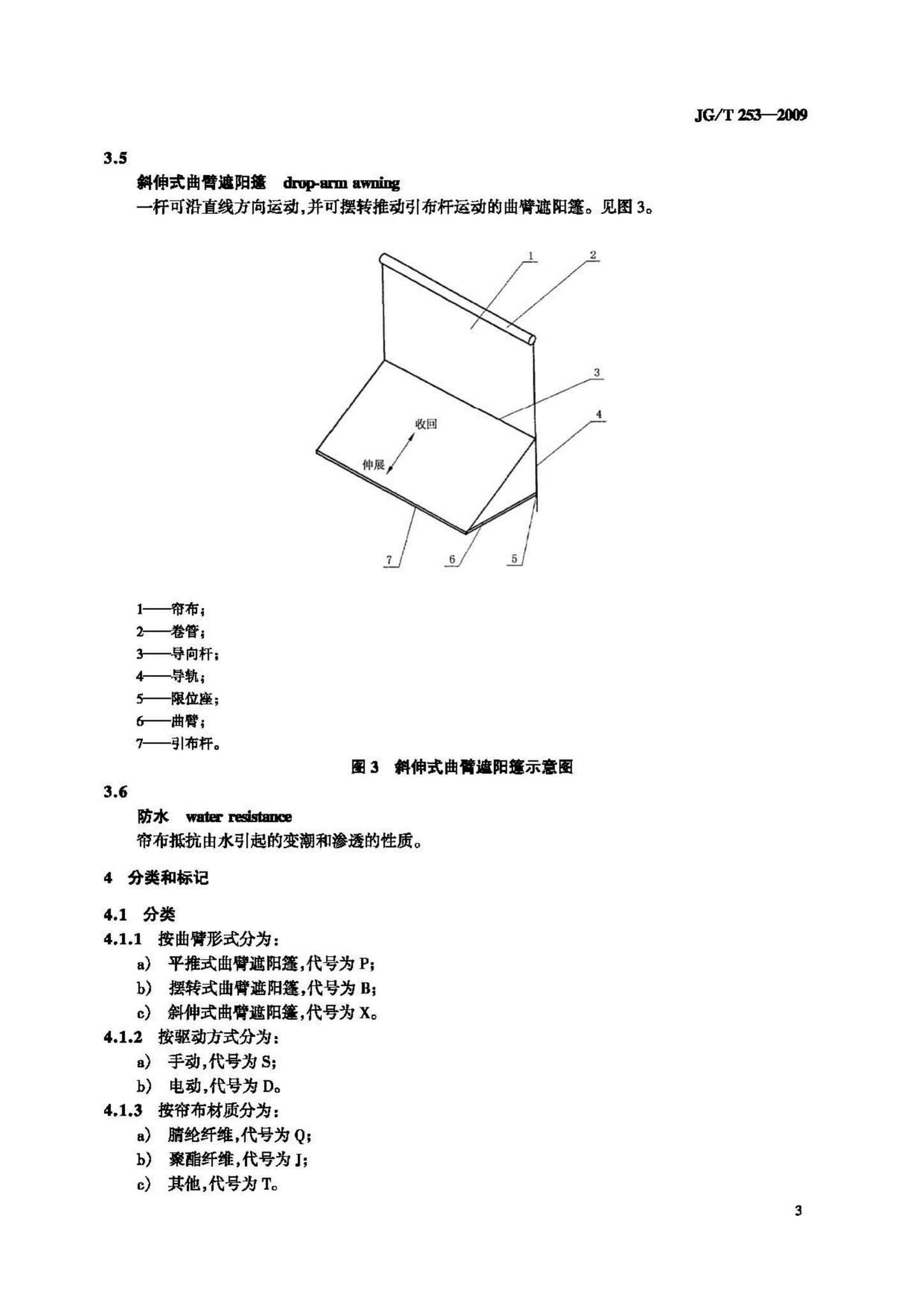 JG/T253-2009--建筑用曲臂遮阳篷