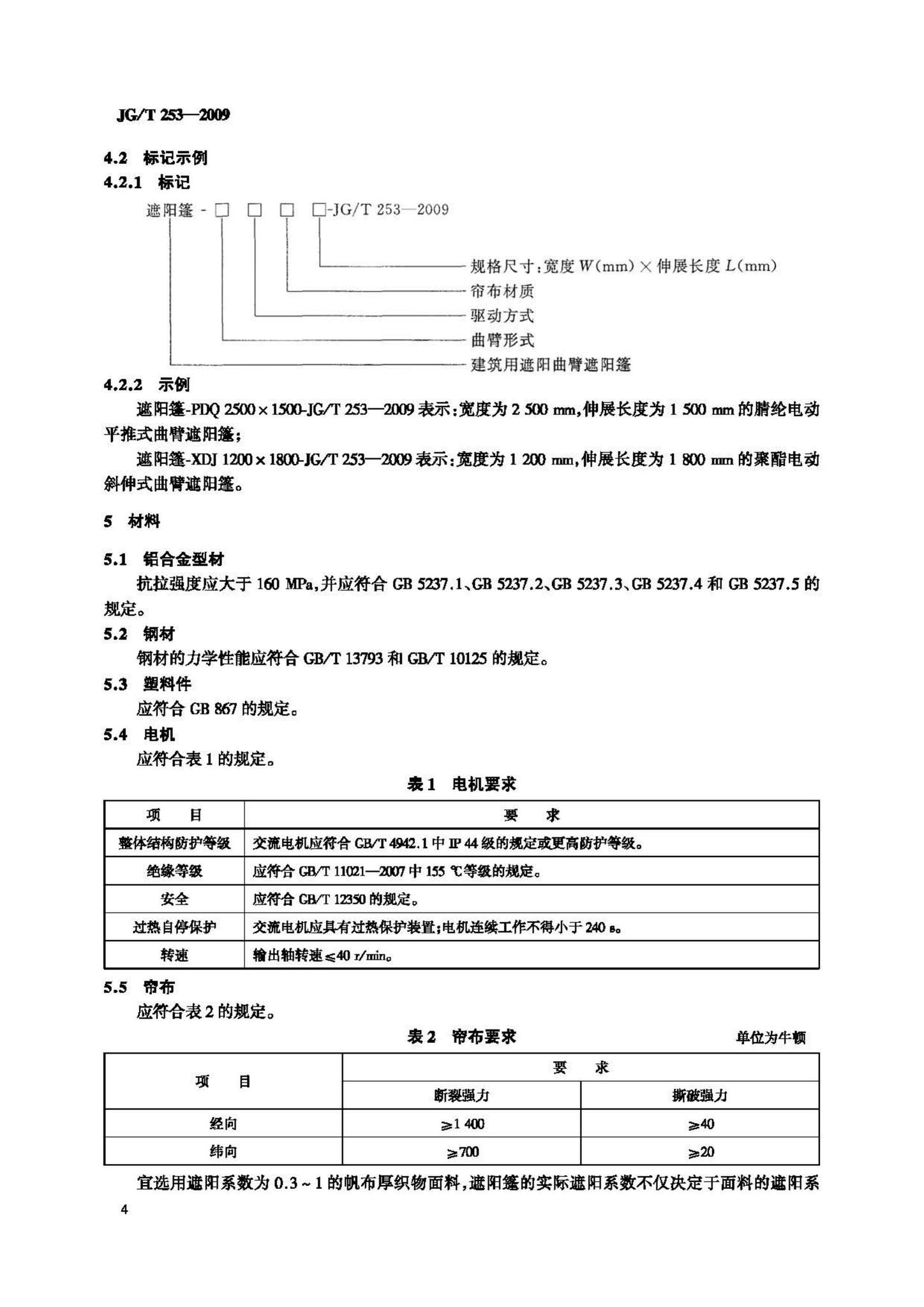 JG/T253-2009--建筑用曲臂遮阳篷