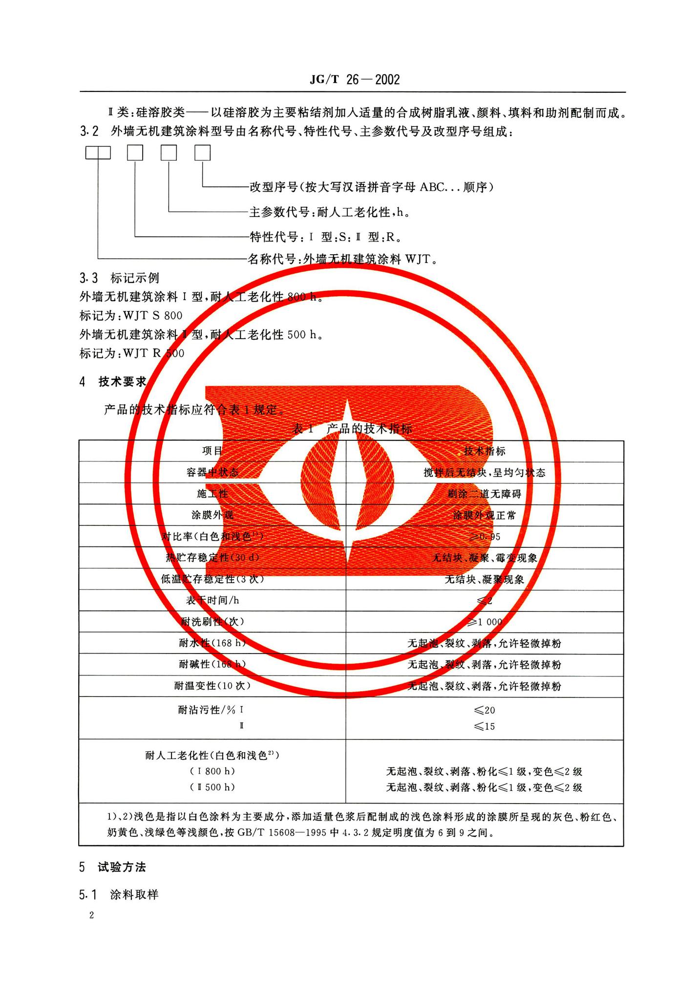 JG/T26-2002--外墙无机建筑涂料