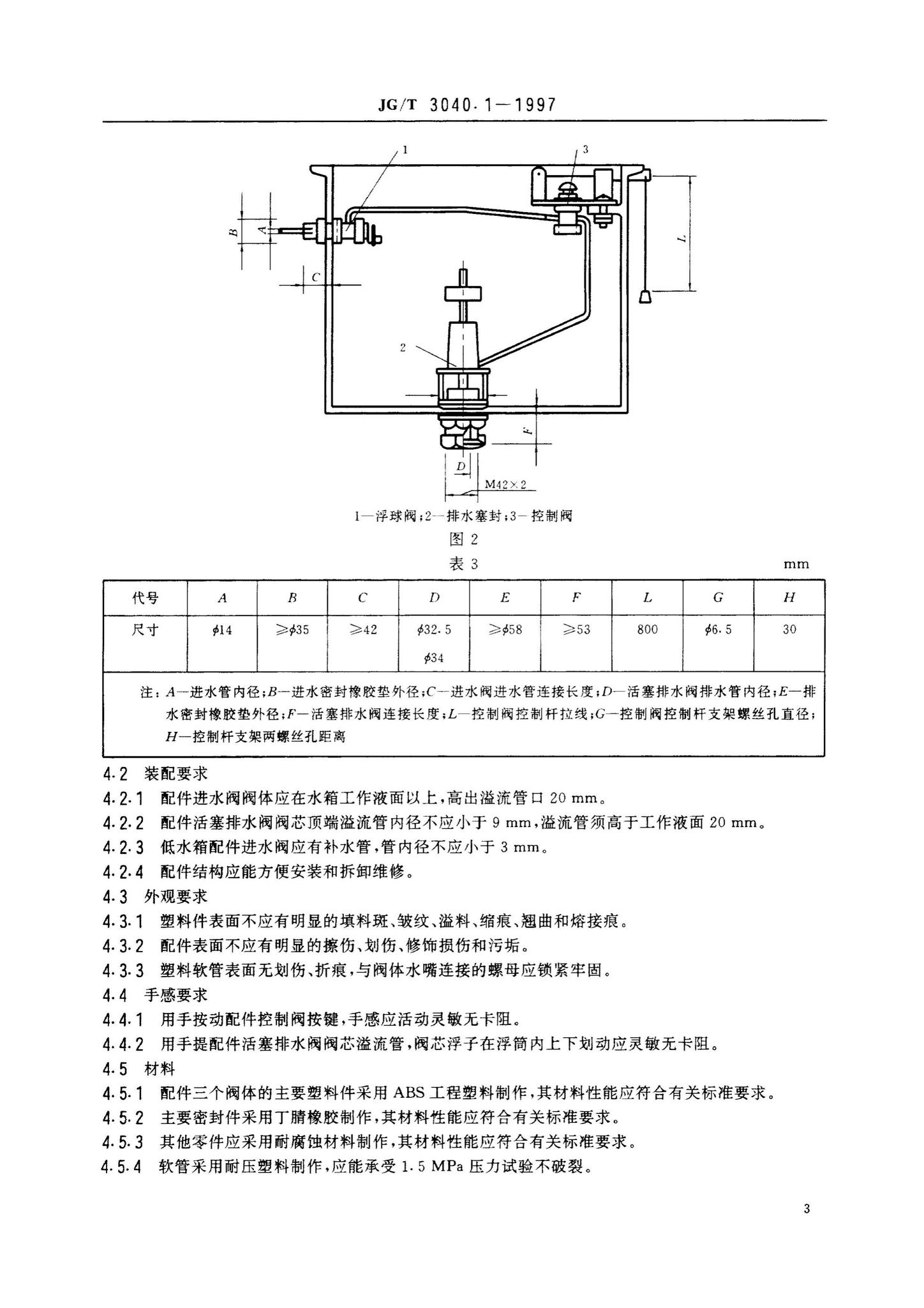 JG/T3040.1-1997--大便器冲洗装置——液压式水箱配件