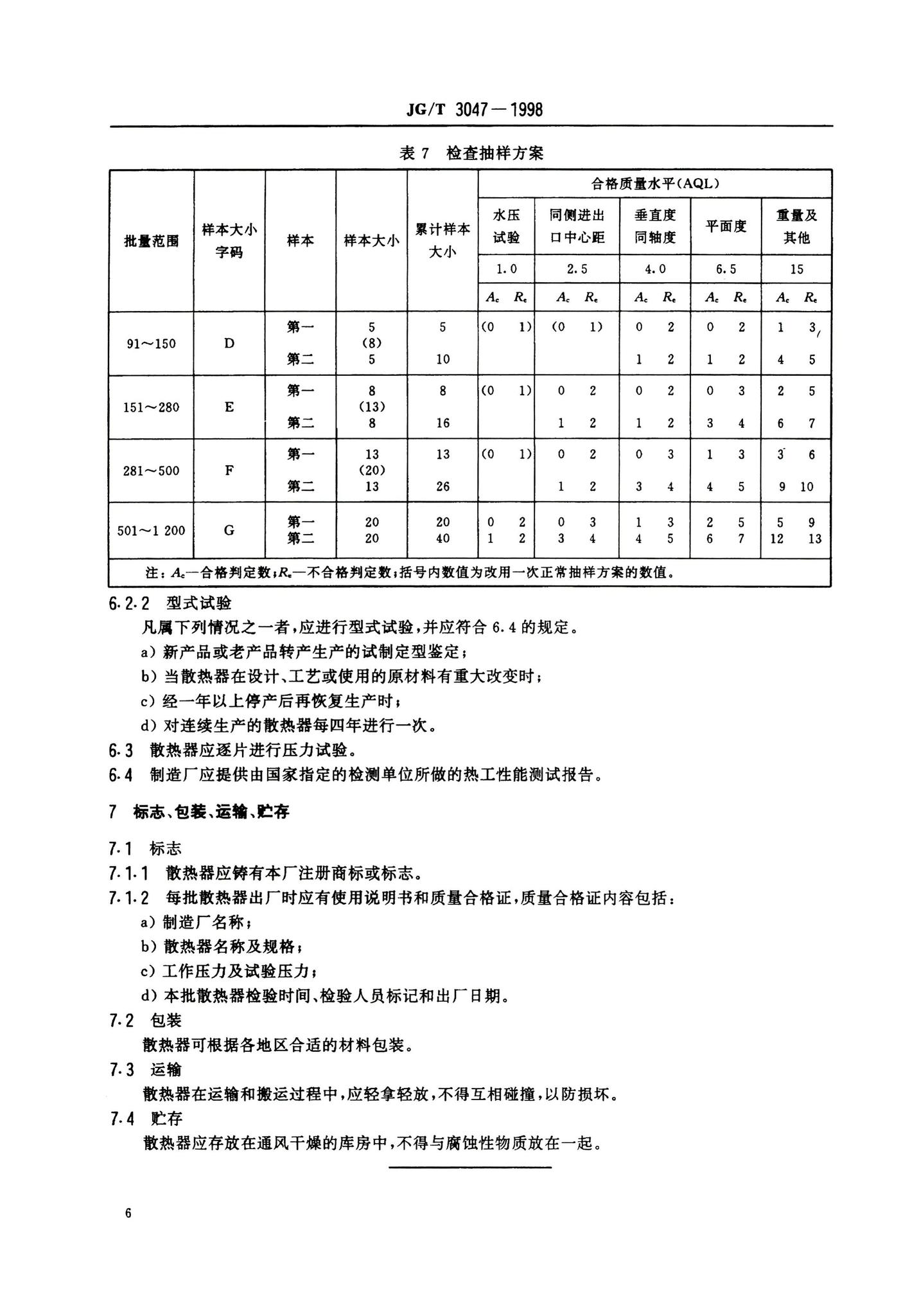 JG/T3047-1998--采暖散热器灰铸铁柱翼型散热器