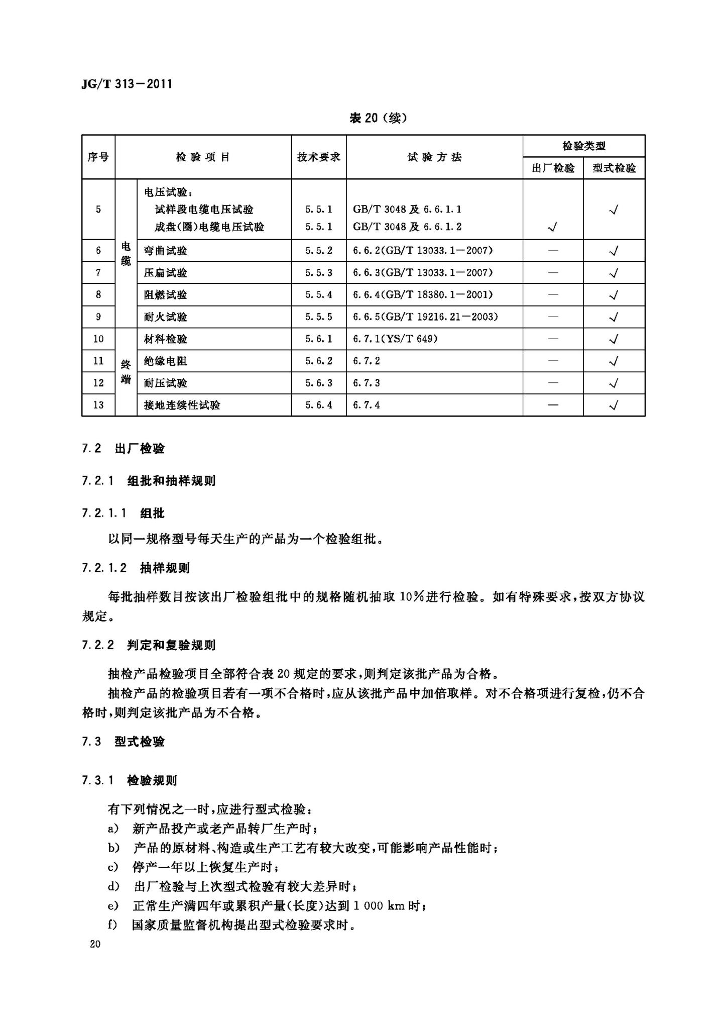 JG/T313-2011--额定电压750V及以下金属护套无机矿物绝缘电缆及终端