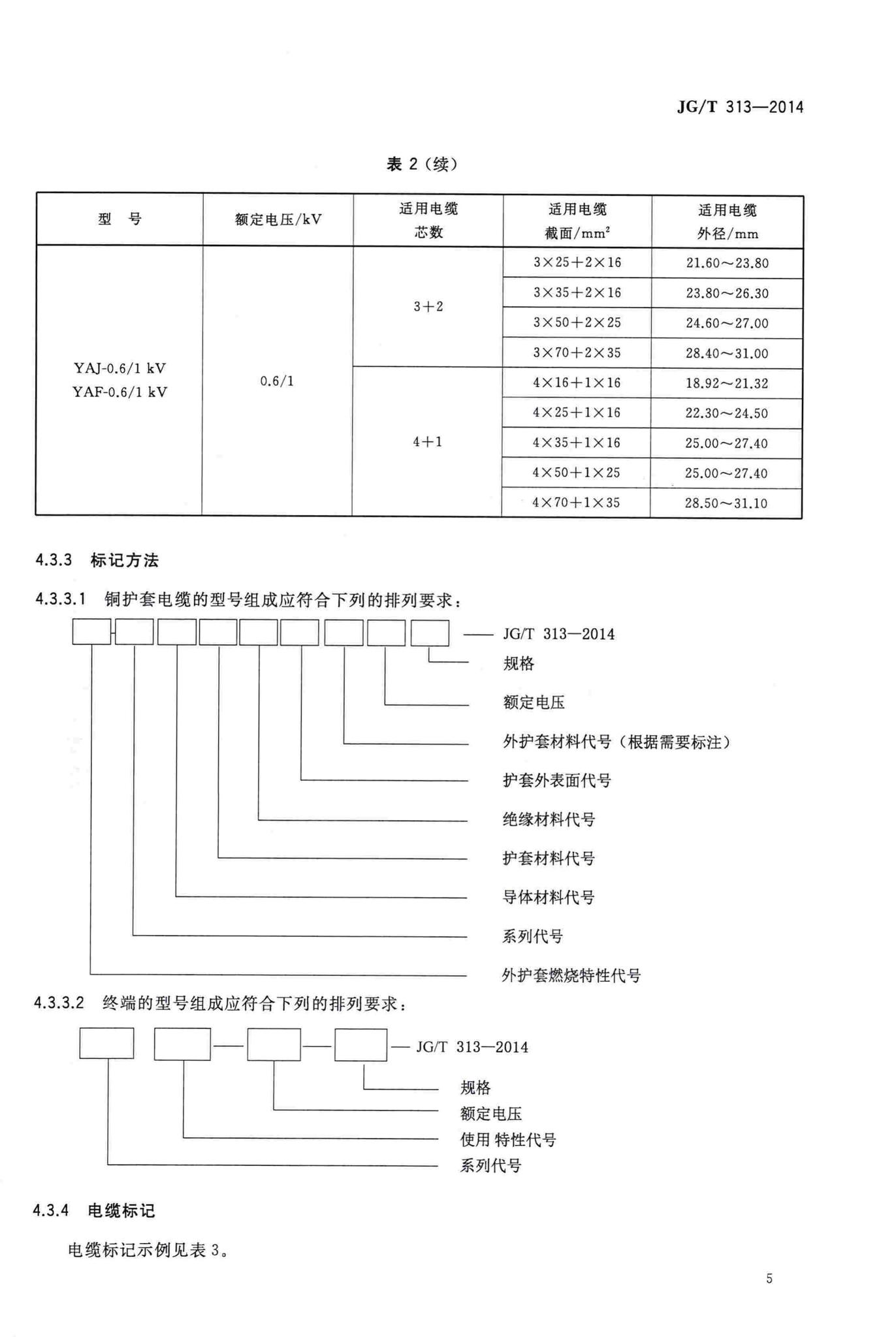 JG/T313-2014--额定电压0.6/1kV及以下金属护套无机矿物绝缘电缆及终端