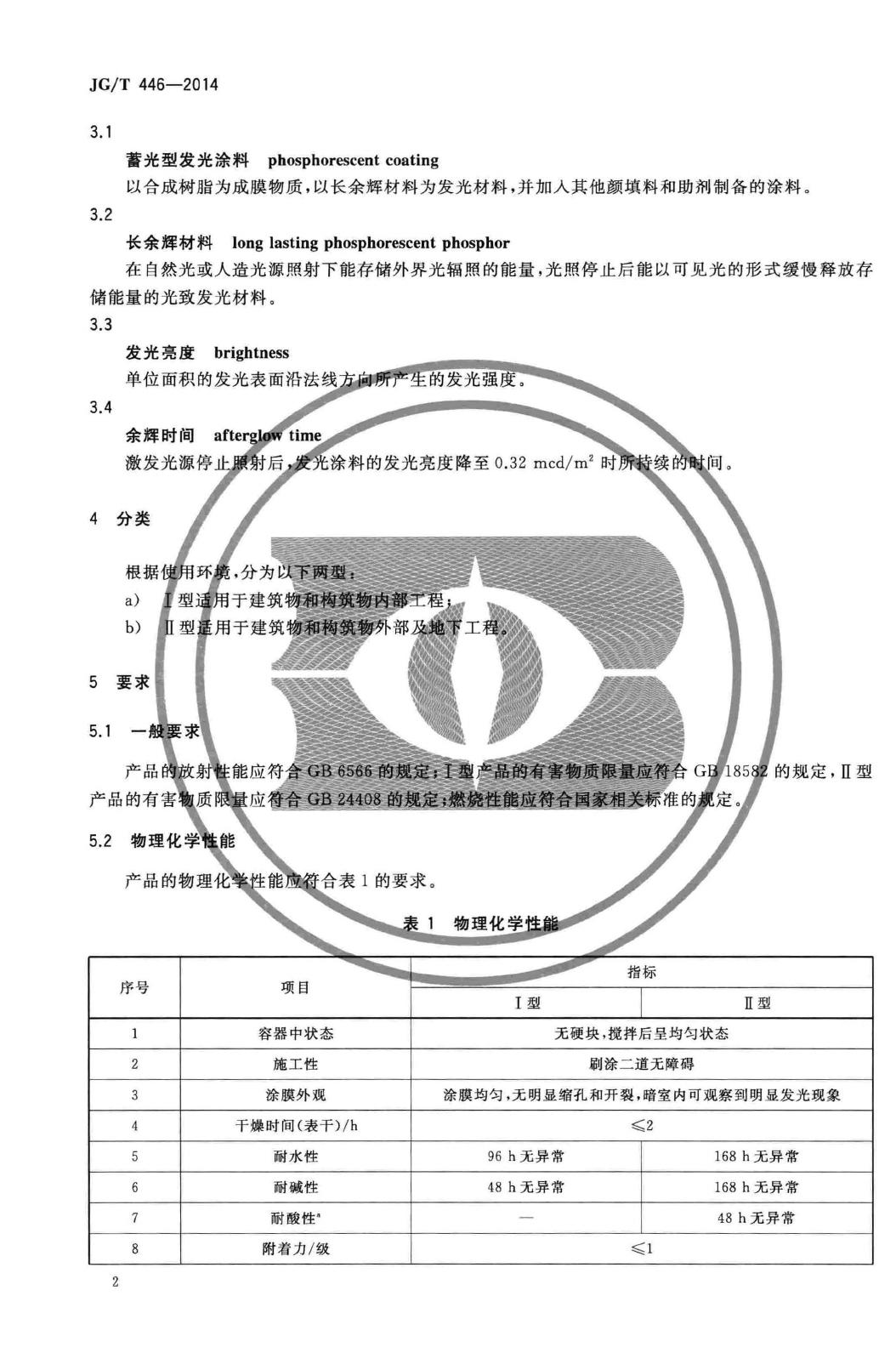 JG/T446-2014--建筑用蓄光型发光涂料