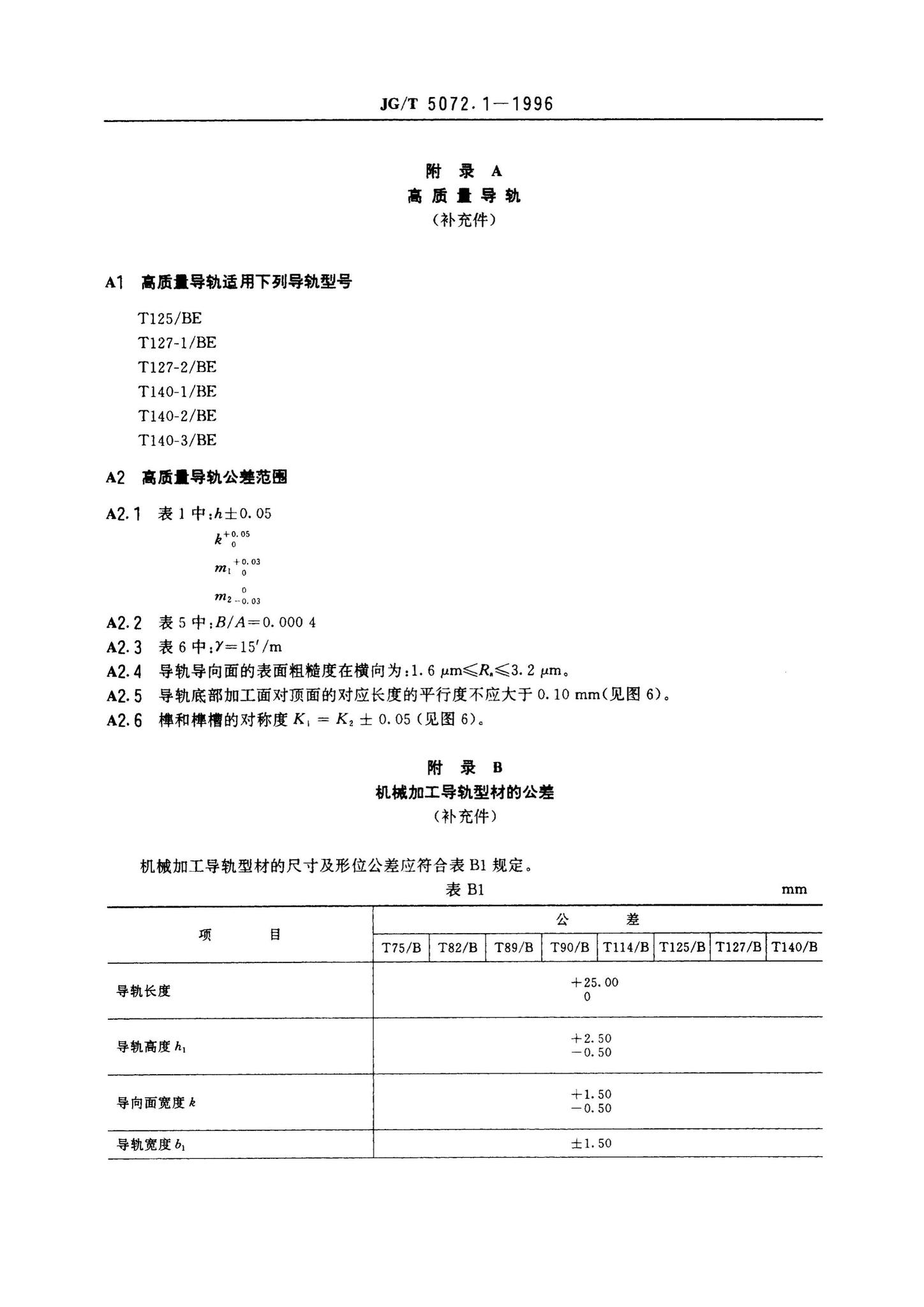 JG/T5072.1-1996--电梯T型导轨