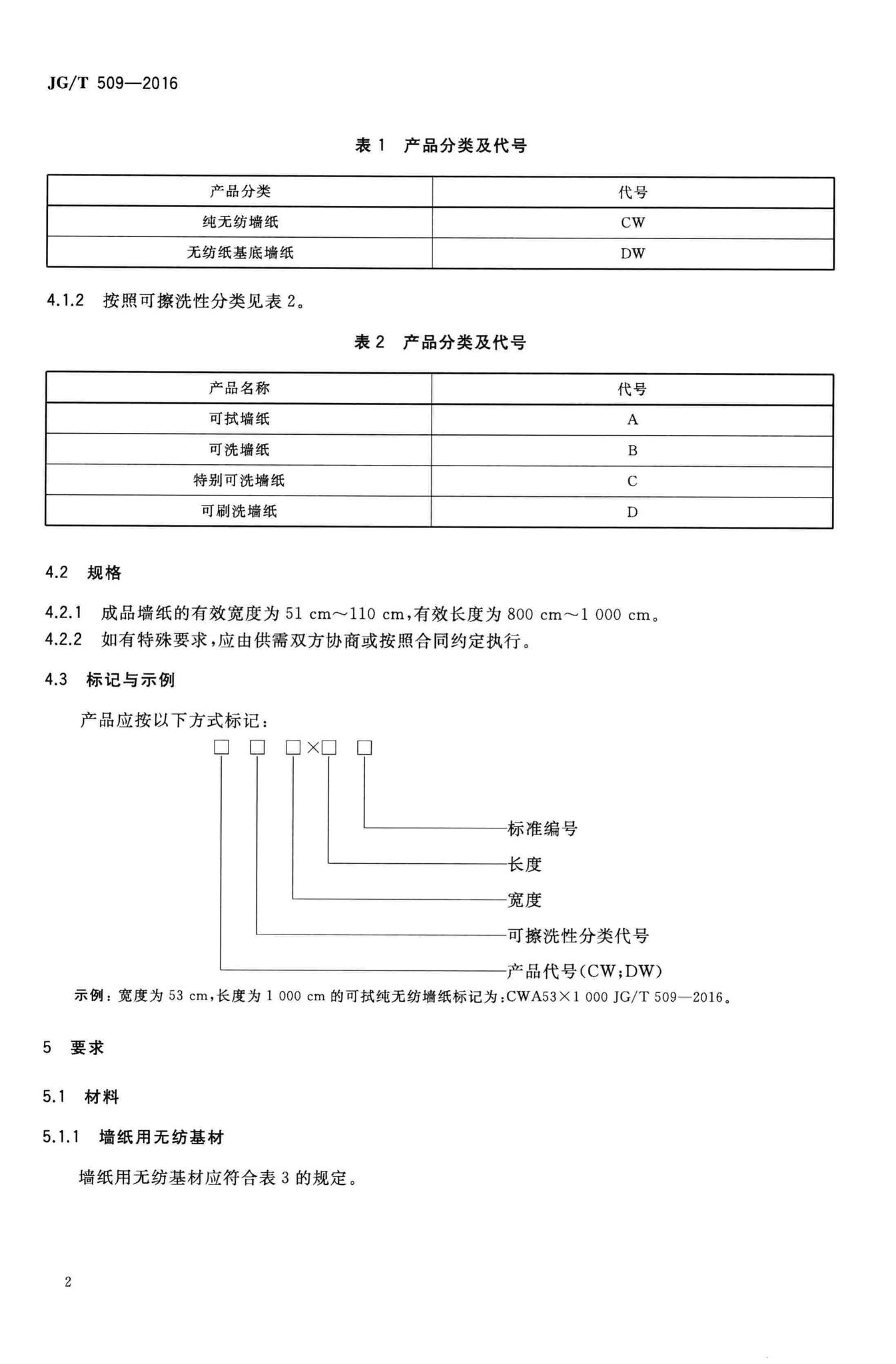 JG/T509-2016--建筑装饰用无纺墙纸