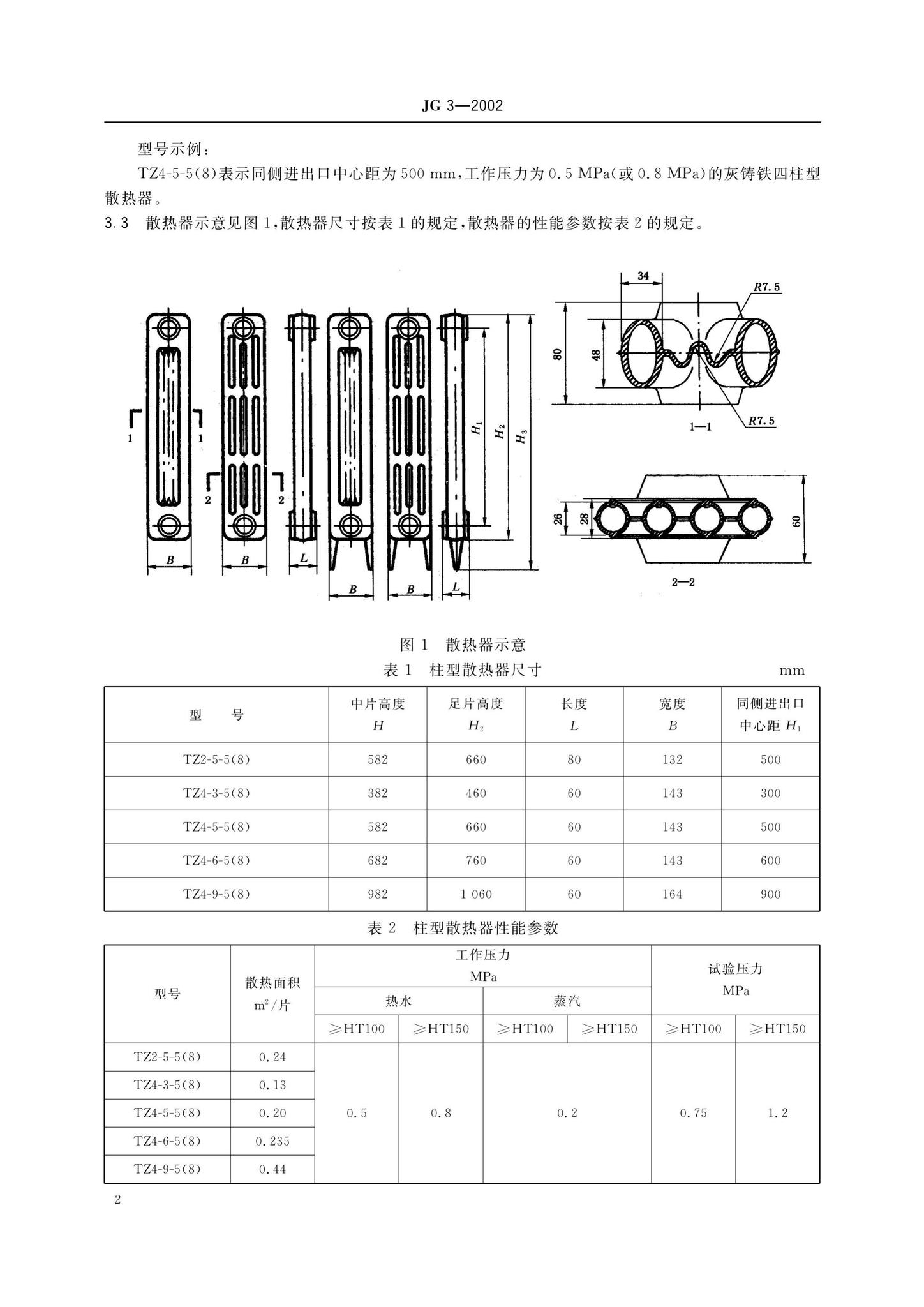 JG3-2002--采暖散热器灰铸铁柱型散热器