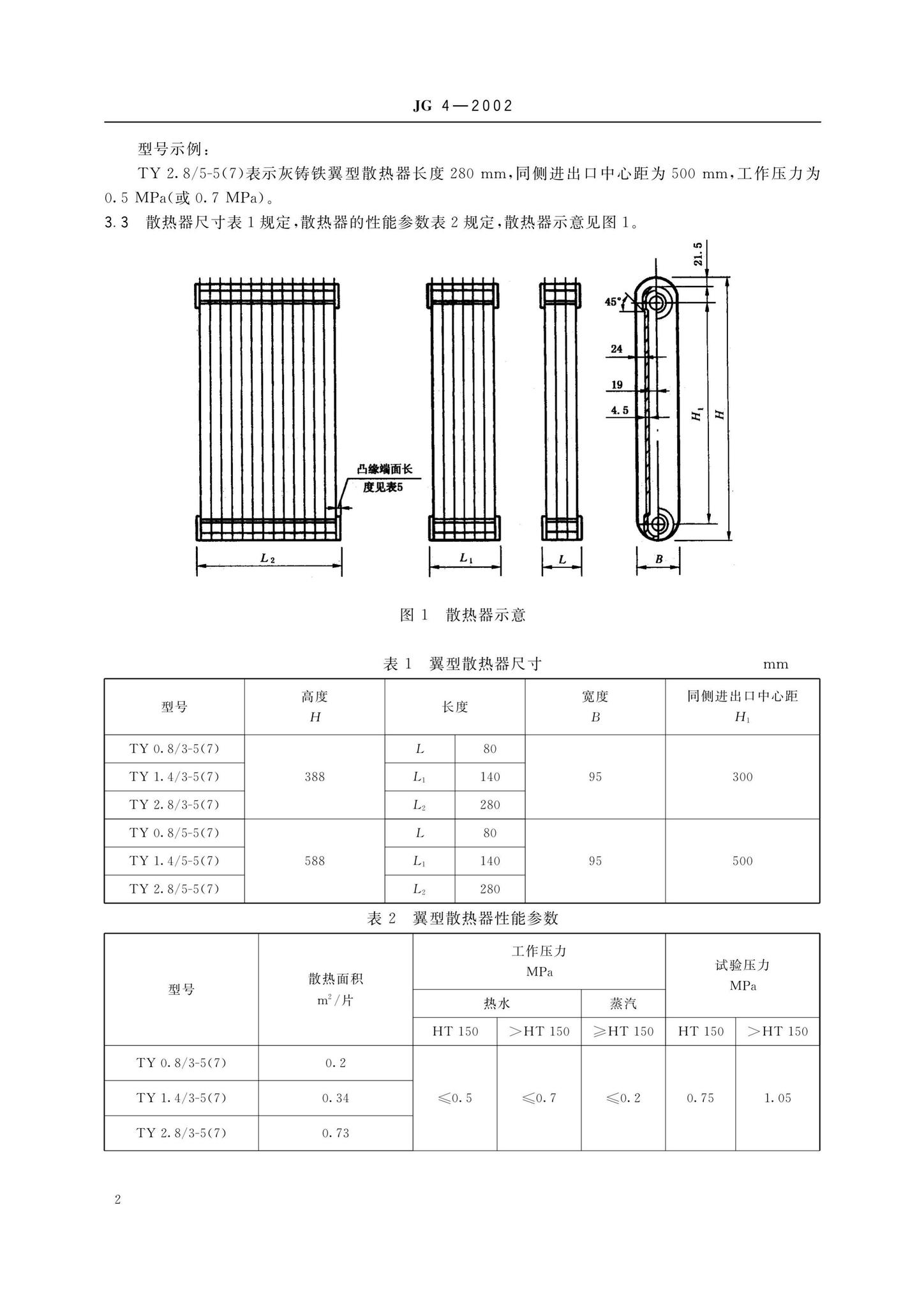 JG4-2002--采暖散热器灰铸铁翼型散热器