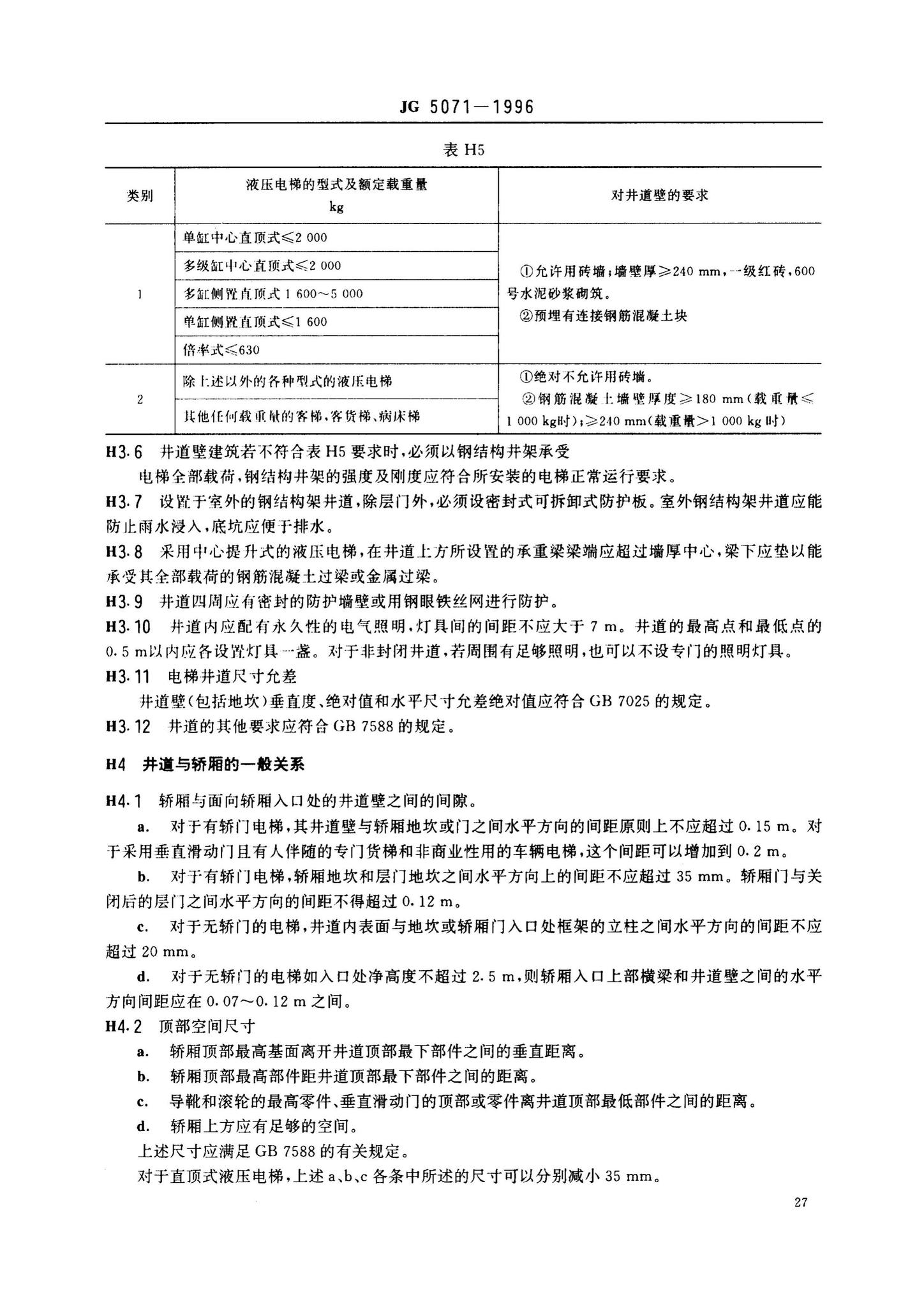 JG5071-1996--液压电梯