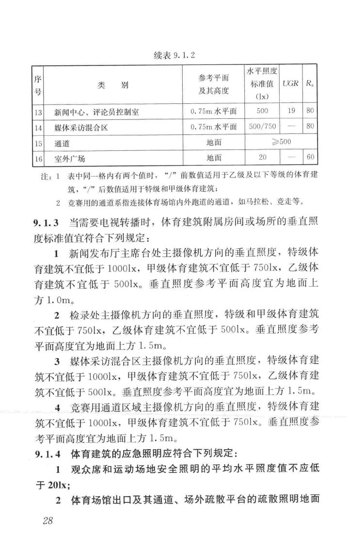 JGJ354-2014--体育建筑电气设计规范