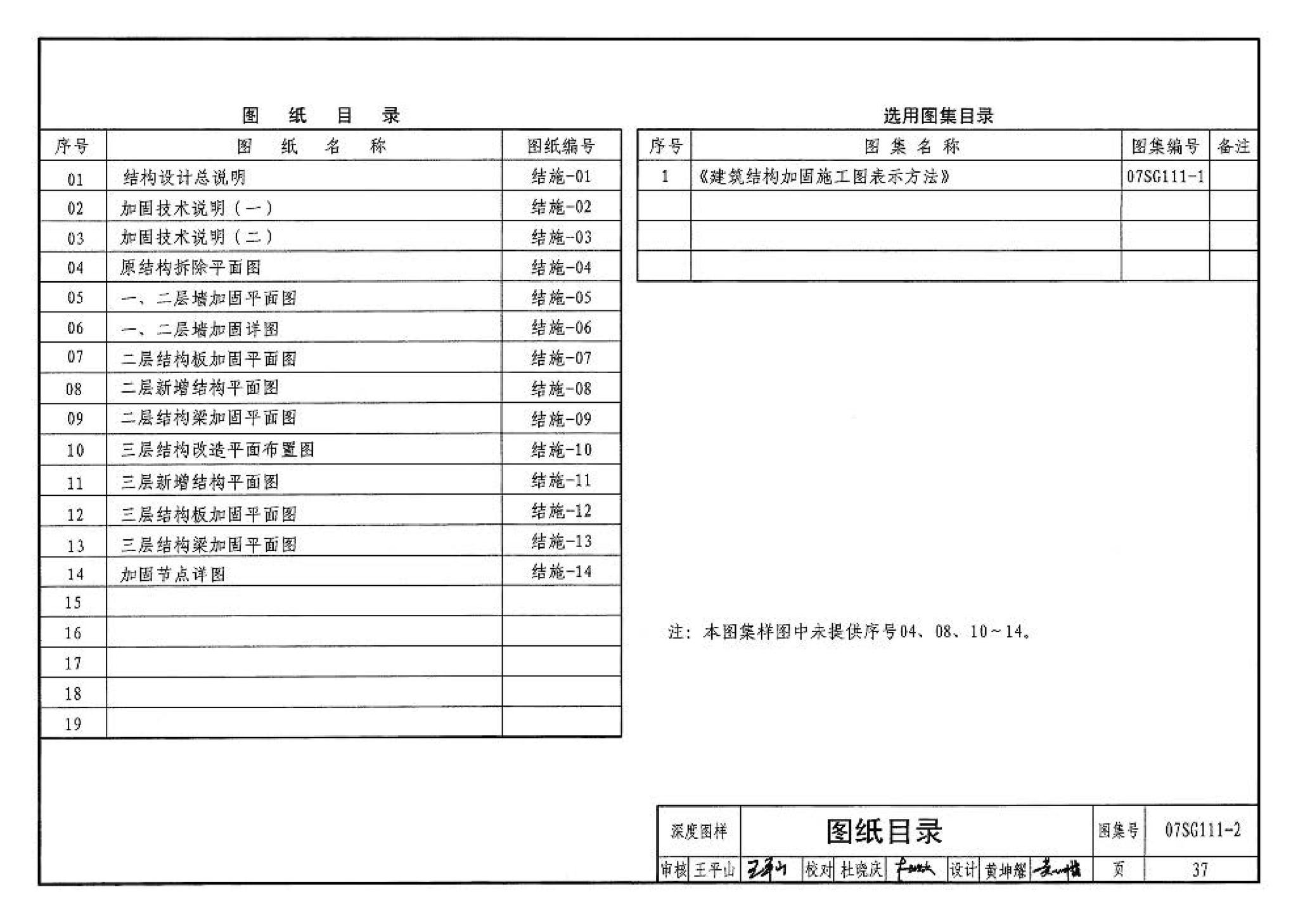 SG111-1～2--建筑结构加固施工图设计表示方法 建筑结构加固施工图设计深度图样（2008合订本）